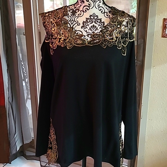Joan Boyce Tops - NWOT Black and Gold